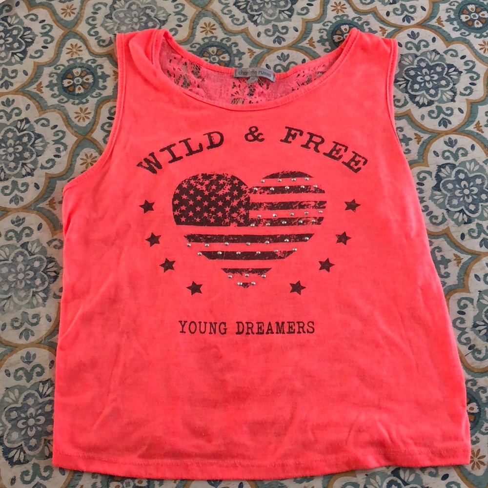 Hot pink tank top with lace back 🎀